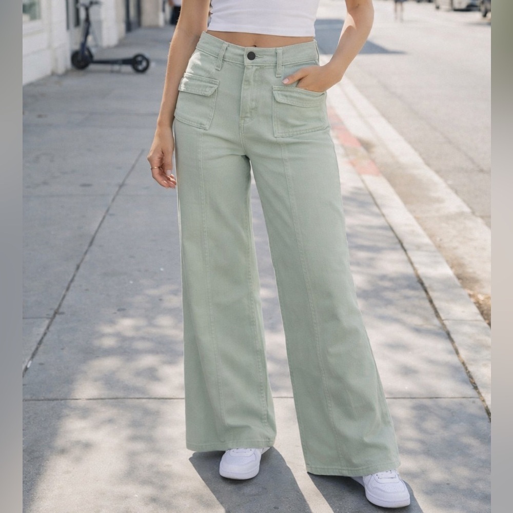 HEYSON Wide-Leg Pants in Sage Green